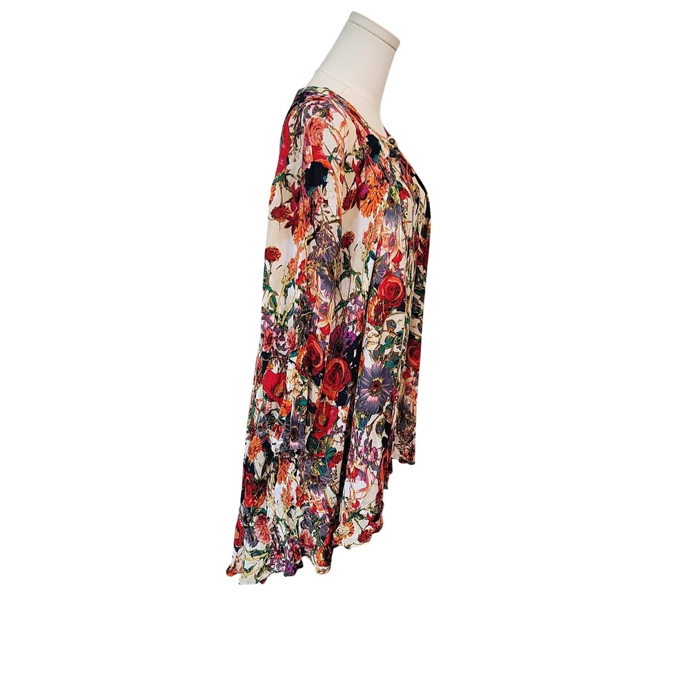 Jodifl Floral Print Long Sleeve Mini Dress Boho Chic Keyhole Casual‎ - Picture 4 of 9